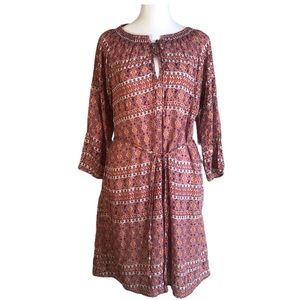 Forever 21 Boho Tunic Dress Long Sleeve Tie Waist